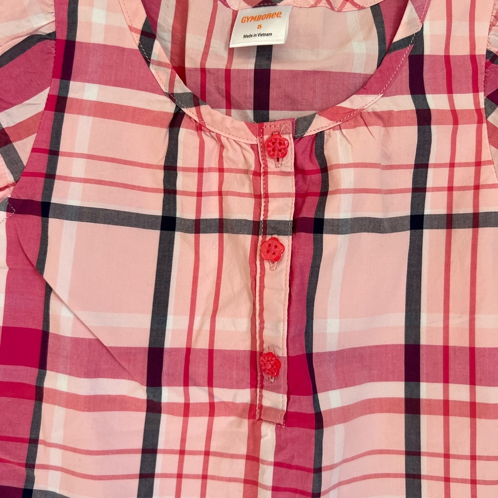 Gymboree Pink and Black Plaid Blouse with‎ Ruffled Hem NWT - Picture 3 of 7